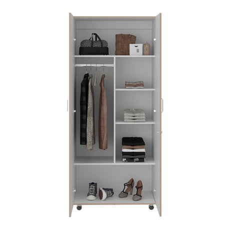 Closet Iko Cartagena y Blanco 80x182.5cm sin Cajones con 2 Entrepaños - CLOSETS | Bylmo