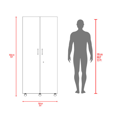 Closet Iko Cartagena y Blanco 80x182.5cm sin Cajones con 2 Entrepaños - CLOSETS | Bylmo