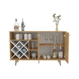 Bar Vithi Fresno y Blanco 120x73.6cm con Cinco Compartimientos y con Ocho Portabotellas - BARES | Bylmo
