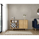 Bar Vithi Fresno y Blanco 120x73.6cm con Cinco Compartimientos y con Ocho Portabotellas - BARES | Bylmo