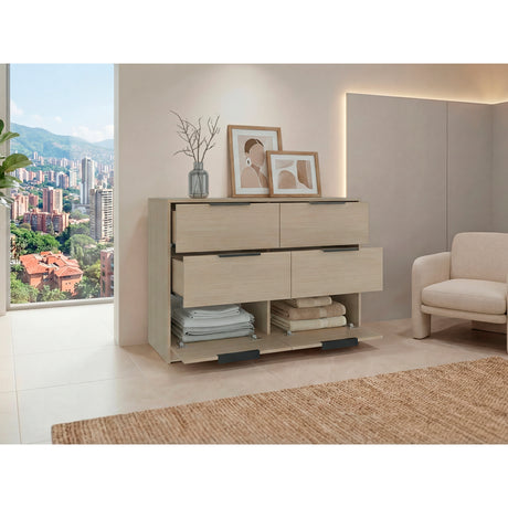 Cómoda Kaia Cartagena y Blanco 107x77.6cm De Tres Hileras con Seis Cajones - CAJONERAS Y COMODAS | Bylmo