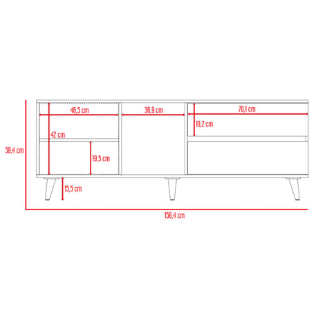 Rack de TV Salem Fresno 158.4x58.4cm para TV Hasta 65 Pulgadas y con Tres Compartimientos - MUEBLES DE TV | Bylmo