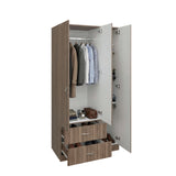 Closet Austral Avellana 90x180cm con 2 Cajones con 3 Entrepaños - CLOSETS | Bylmo