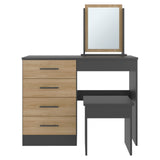 Tocador Kaia Wengue y Fresno 100x126.7cm con Cuatro Cajones y con Espejo - TOCADORES | Bylmo
