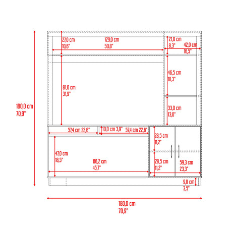 Centro de Entretenimiento Cantabria Cartagena 180x180cm Para TV Hasta 55 Pulgadas con Un Cajón - MUEBLES DE TV | Bylmo