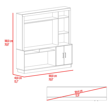 Centro de Entretenimiento Cantabria Cartagena 180x180cm Para TV Hasta 55 Pulgadas con Un Cajón - MUEBLES DE TV | Bylmo