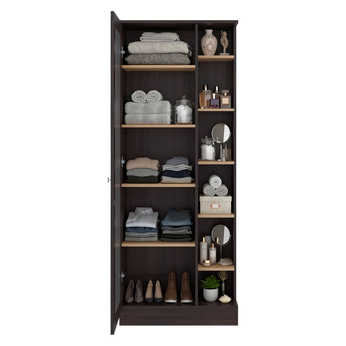 Closet Woman Fresno 70x180.7cm sin Cajones con 9 Entrepaños con Espejo - CLOSETS | Bylmo