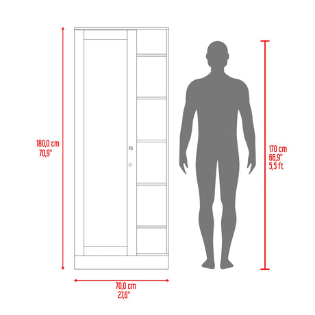 Closet Woman Fresno 70x180.7cm sin Cajones con 9 Entrepaños con Espejo - CLOSETS | Bylmo