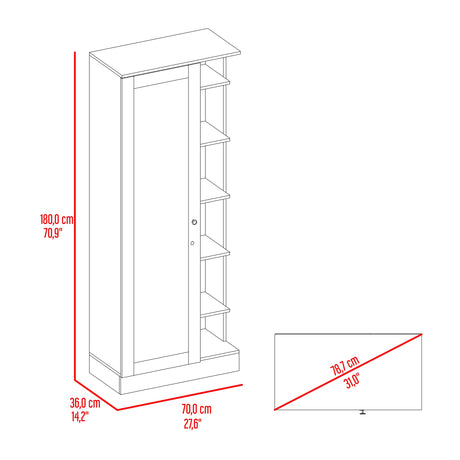 Closet Woman Fresno 70x180.7cm sin Cajones con 9 Entrepaños con Espejo - CLOSETS | Bylmo