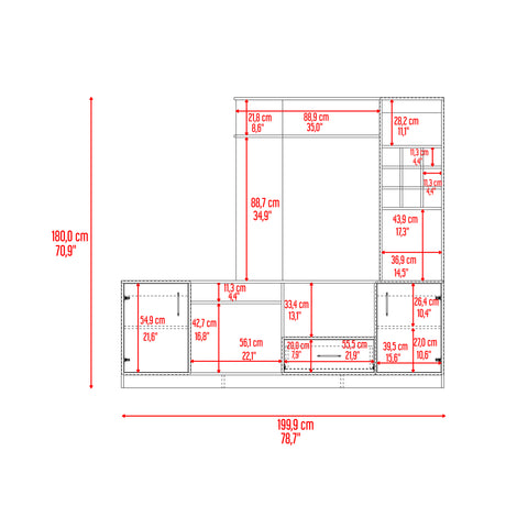 Centro de Entretenimiento kava Avellana 200x180.7cm Para TV Hasta 60 Pulgadas con Dos Cajones - MUEBLES DE TV | Bylmo