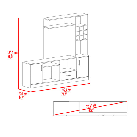 Centro de Entretenimiento kava Avellana 200x180.7cm Para TV Hasta 60 Pulgadas con Dos Cajones - MUEBLES DE TV | Bylmo
