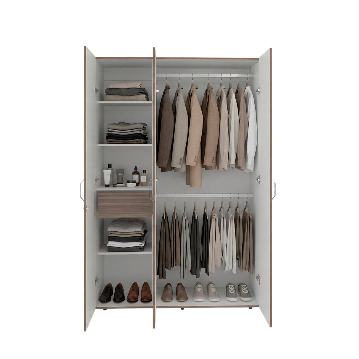 Closet Roko Avellana y Blanco 120x181.9cm con 1 Cajones con 4 Entrepaños - CLOSETS | Bylmo