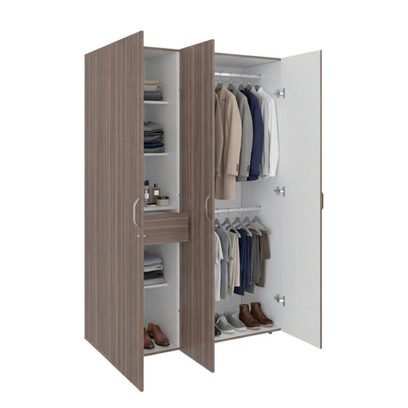 Closet Roko Avellana y Blanco 120x181.9cm con 1 Cajones con 4 Entrepaños - CLOSETS | Bylmo