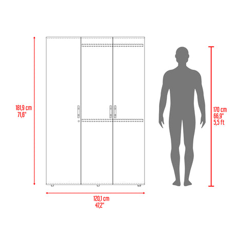 Closet Roko Avellana y Blanco 120x181.9cm con 1 Cajones con 4 Entrepaños - CLOSETS | Bylmo