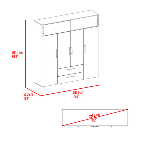 Closet Luque Cartagena y Blanco 200x204cm con 3 Cajones con 3 Entrepaños - CLOSETS | Bylmo
