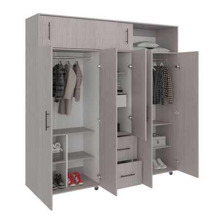 Closet Montevideo Positano y Blanco 200.1x206cm con 3 Cajones con 4 Entrepaños - CLOSETS | Bylmo