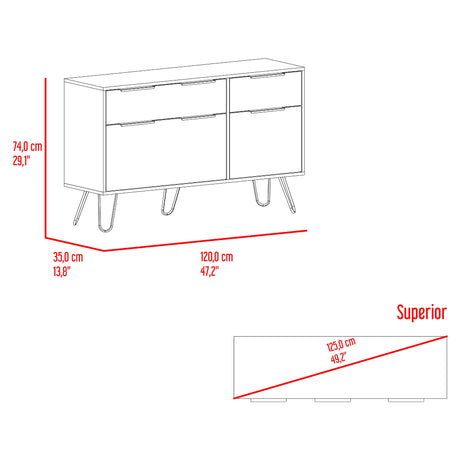 Cómoda Concept Fresno 120x74cm De Dos Hileras con Dos Cajones - CAJONERAS Y COMODAS | Bylmo