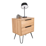 Mesa de Noche Augusta Novo Fresno 45 cm con Dos Cajones - MESAS DE NOCHE | Bylmo