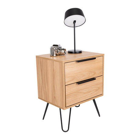 Mesa de Noche Augusta Novo Fresno 45 cm con Dos Cajones - MESAS DE NOCHE | Bylmo