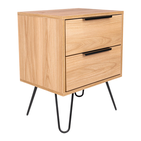 Mesa de Noche Augusta Novo Fresno 45 cm con Dos Cajones - MESAS DE NOCHE | Bylmo