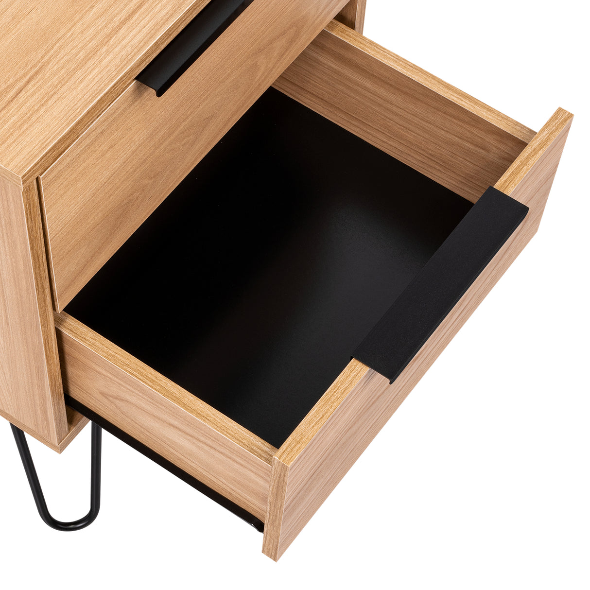 Mesa de Noche Augusta Novo Fresno 45 cm con Dos Cajones - MESAS DE NOCHE | Bylmo