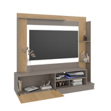 Centro de Entretenimiento Doha Fresno 180x180cm Para TV Hasta 60 Pulgadas con Un Cajón y con Ranuras para Cables - MUEBLES DE TV | Bylmo