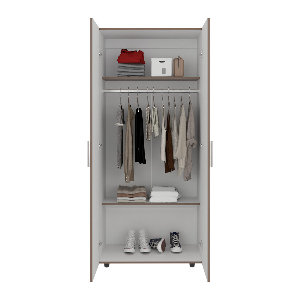 Closet Hogar Avellana y Blanco 80x180.5cm con Dos Puertas - CLOSETS | Bylmo