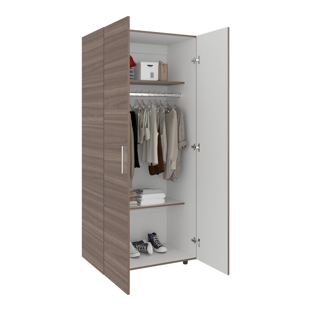 Closet Hogar Avellana y Blanco 80x180.5cm con Dos Puertas - CLOSETS | Bylmo