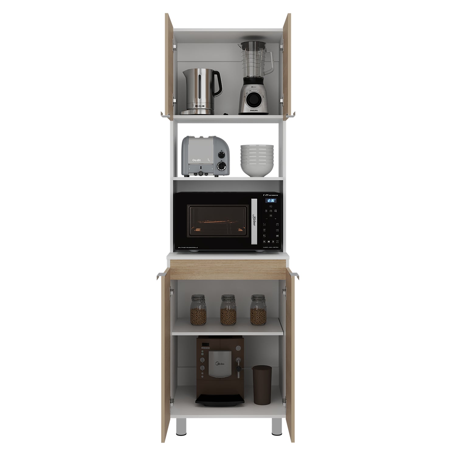 Módulo Microondas Fendi Cartagena 60x205cm sin Cajones y con Cuatro Puertas - ALACENAS Y MUEBLES MICROONDAS | Bylmo