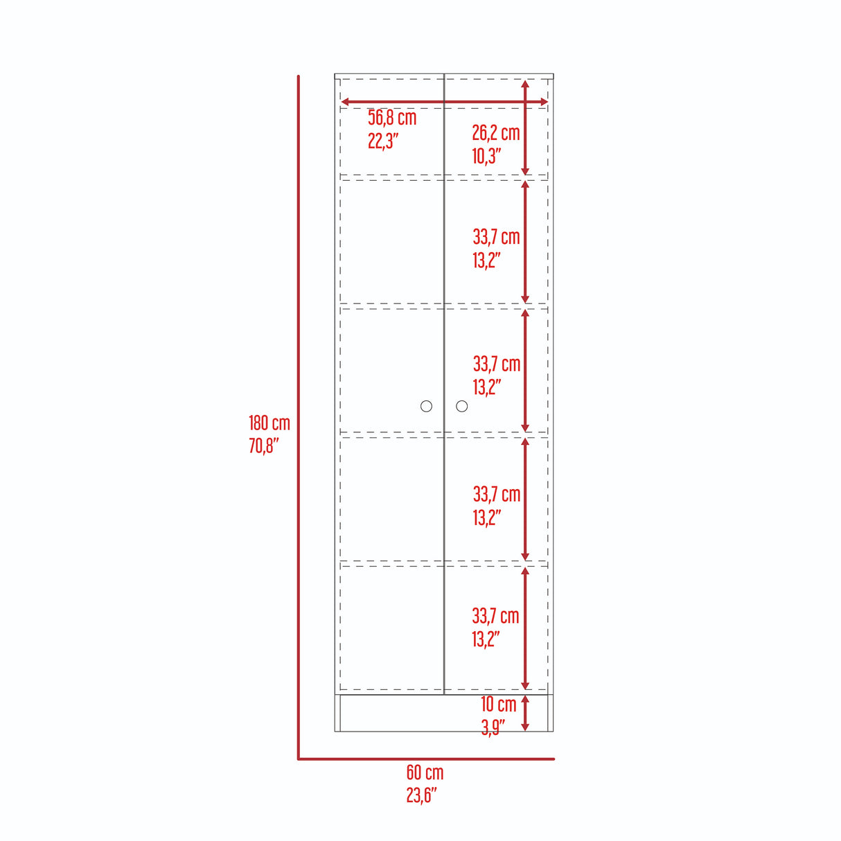 Closet Home Avellana 60x180cm con Dos Puertas - CLOSETS | Bylmo