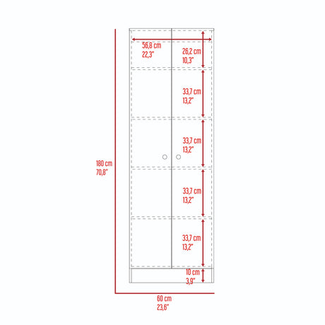 Closet Home Avellana 60x180cm con Dos Puertas - CLOSETS | Bylmo