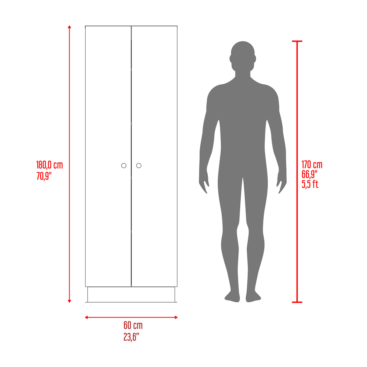 Closet Home Avellana 60x180cm con Dos Puertas - CLOSETS | Bylmo