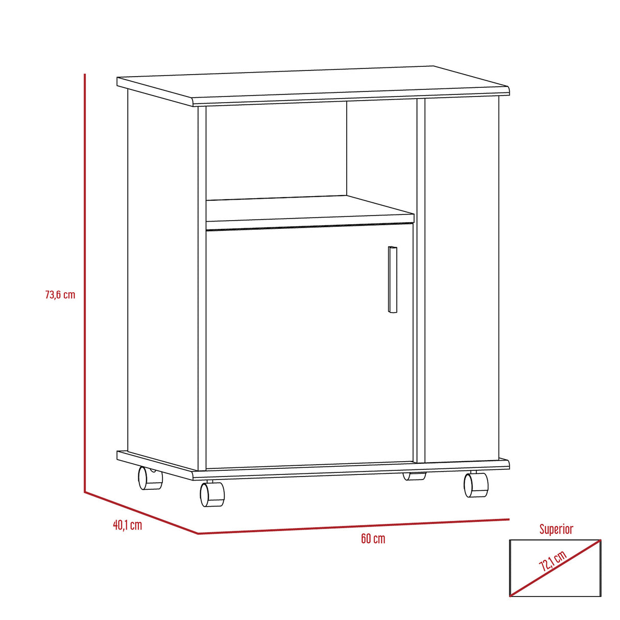 Mueble Microondas Z Plus Blanco y Avellana 60x73.5cm sin Cajones y con Un Puertas - ALACENAS Y MUEBLES MICROONDAS | Bylmo