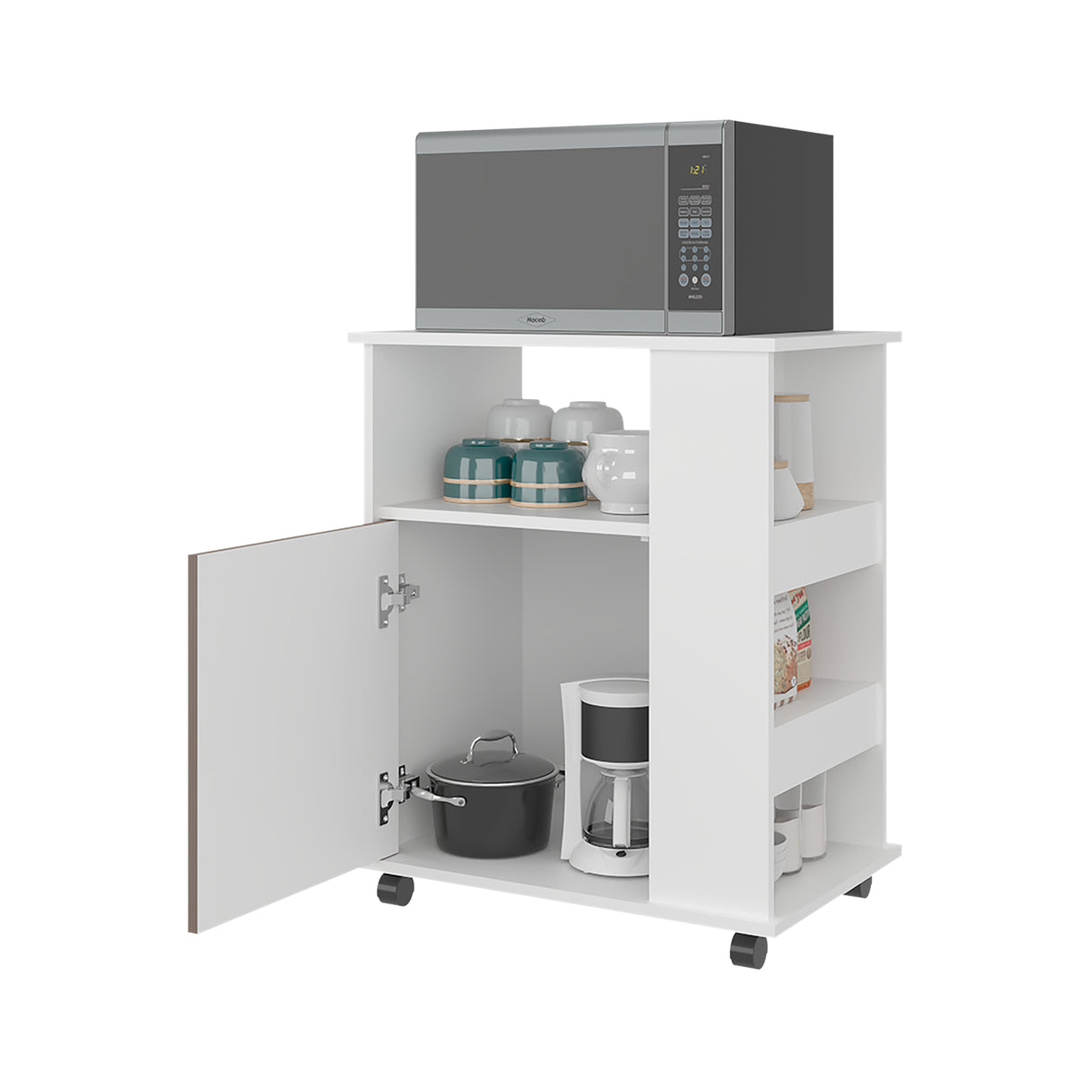 Mueble Microondas Z Plus Blanco y Avellana 60x73.5cm sin Cajones y con Un Puertas - ALACENAS Y MUEBLES MICROONDAS | Bylmo