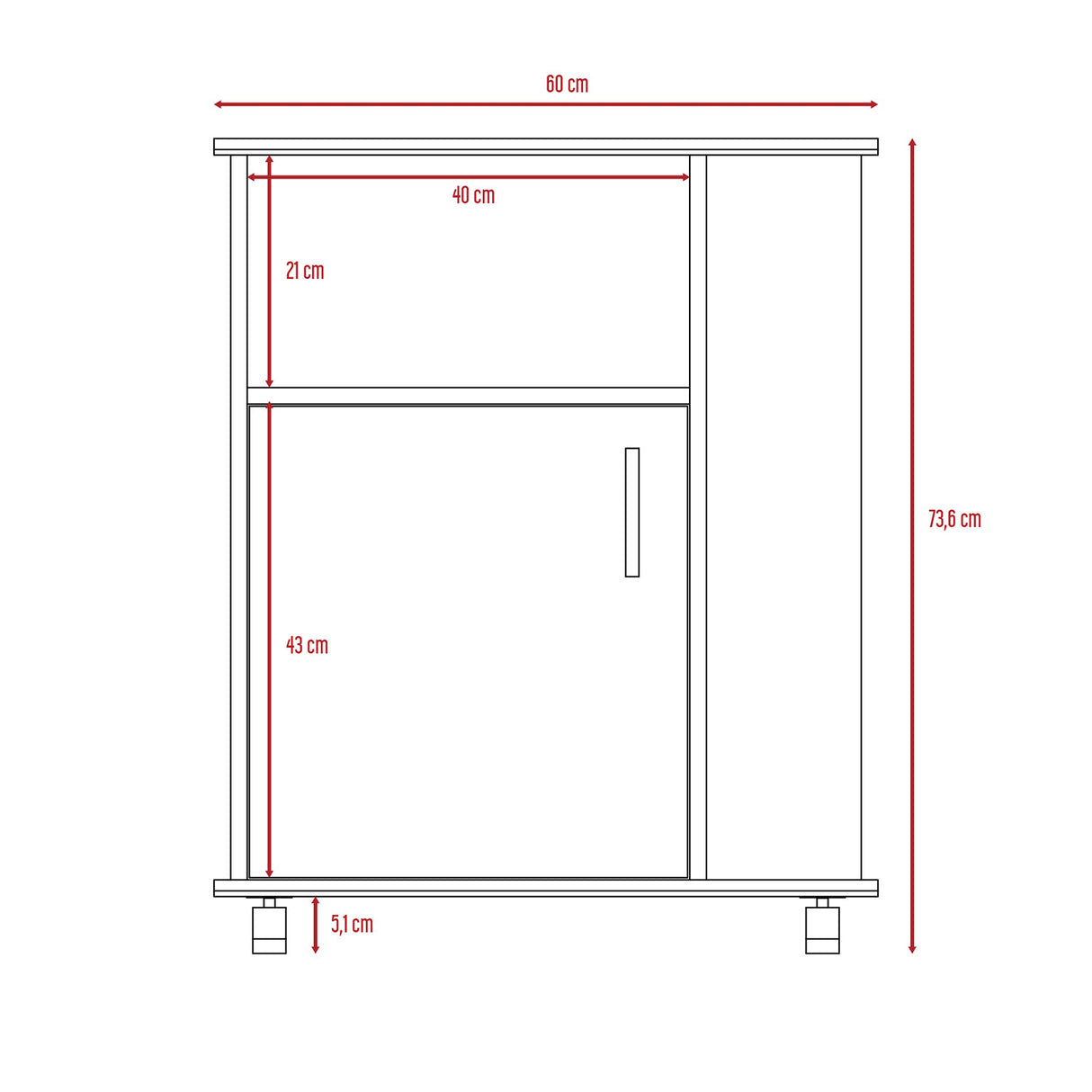 Mueble Microondas Z Plus Blanco y Avellana 60x73.5cm sin Cajones y con Un Puertas - ALACENAS Y MUEBLES MICROONDAS | Bylmo