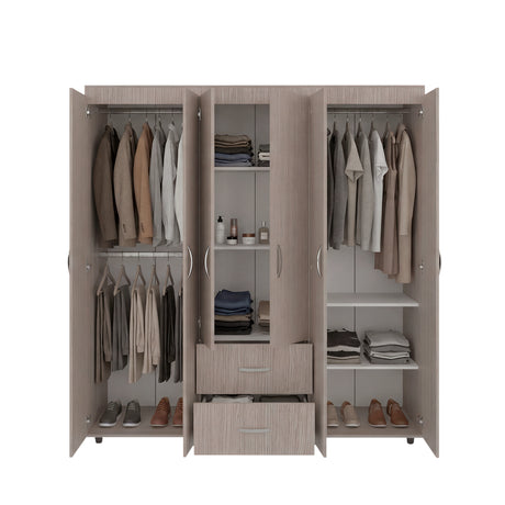 Closet Bariloche Blanco Positano 170.3x180cm con Seis Puertas y con Dos Cajones - CLOSETS | Bylmo