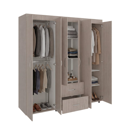Closet Bariloche Blanco Positano 170.3x180cm con Seis Puertas y con Dos Cajones - CLOSETS | Bylmo