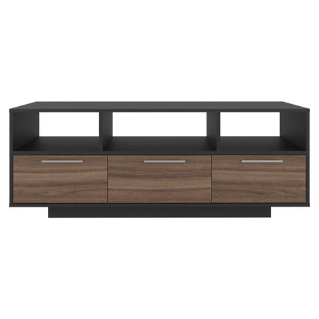 Rack de TV Wema Wengue Y Avellana 130x49cm Para TV Hasta 58 Pulgadas con Tres Cajones - MUEBLES DE TV | Bylmo