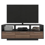 Rack de TV Wema Wengue Y Avellana 130x49cm Para TV Hasta 58 Pulgadas con Tres Cajones - MUEBLES DE TV | Bylmo