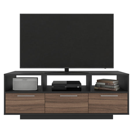 Rack de TV Wema Wengue Y Avellana 130x49cm Para TV Hasta 58 Pulgadas con Tres Cajones - MUEBLES DE TV | Bylmo