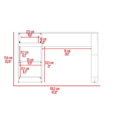 Escritorio Home Compacto Positano 47.3x120.2x75.6cm 1 Cajón - ESCRITORIOS | Bylmo