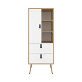 Cómoda Huna Fresno y Blanco 51x142cm con 3 Cajones Moderno - CAJONERAS Y COMODAS | Bylmo