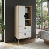 Cómoda Huna Fresno y Blanco 51x142cm con 3 Cajones Moderno - CAJONERAS Y COMODAS | Bylmo