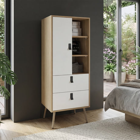 Cómoda Huna Fresno y Blanco 51x142cm con 3 Cajones Moderno - CAJONERAS Y COMODAS | Bylmo