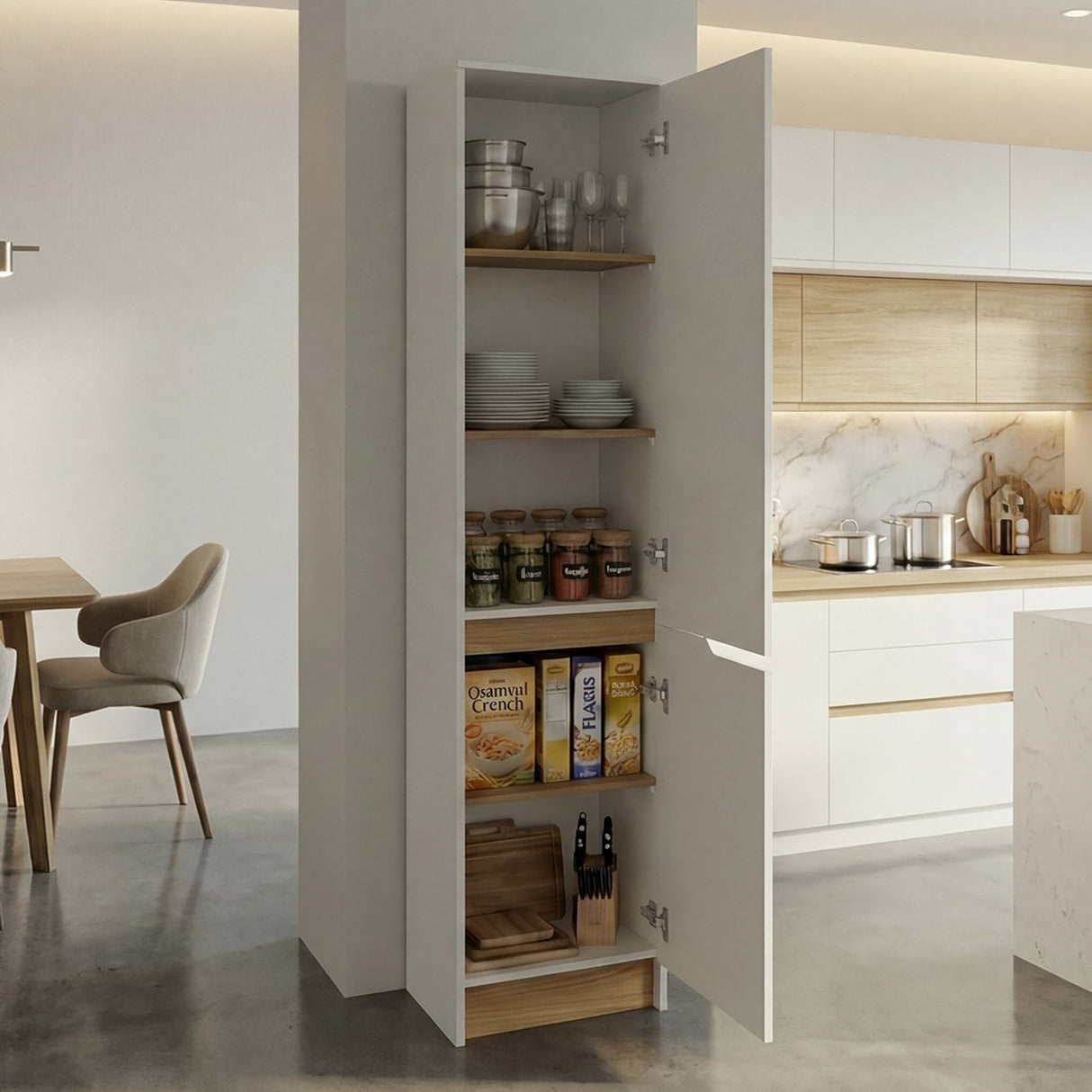 Alacena Soler Fresno 43x180cm 2 Puertas - ALACENAS Y MUEBLES MICROONDAS | Bylmo