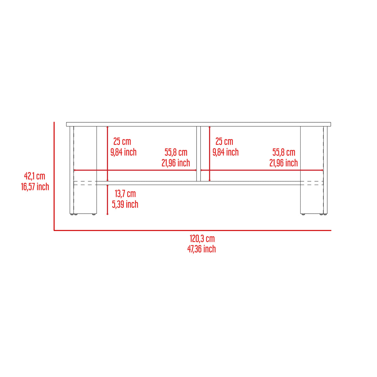 Mesa para TV Navia Avellana 120.3x42.1cm para TV Hasta 50 pulgadas - MUEBLES DE TV | Bylmo