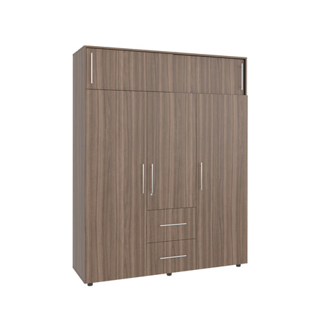 Closet Bigaf Avellana y Wengue 160x204cm Con Tres Cajones y Cuatro Entrepaños - CLOSETS | Bylmo
