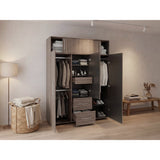 Closet Bigaf Avellana y Wengue 160x204cm Con Tres Cajones y Cuatro Entrepaños - CLOSETS | Bylmo