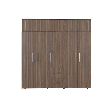 Closet Bigaf Avellana y Wengue 230x204cm Con Tres Cajones y Ocho Puertas - CLOSETS | Bylmo