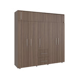 Closet Bigaf Avellana y Wengue 230x204cm Con Tres Cajones y Ocho Puertas - CLOSETS | Bylmo
